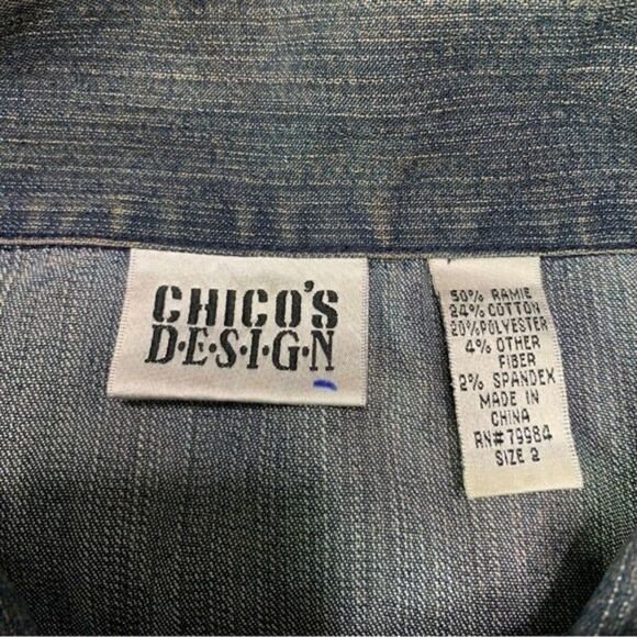 Chico’s Jean Jacket Women’s Large Retro Washed Denim Americana - Picture 7 of 9